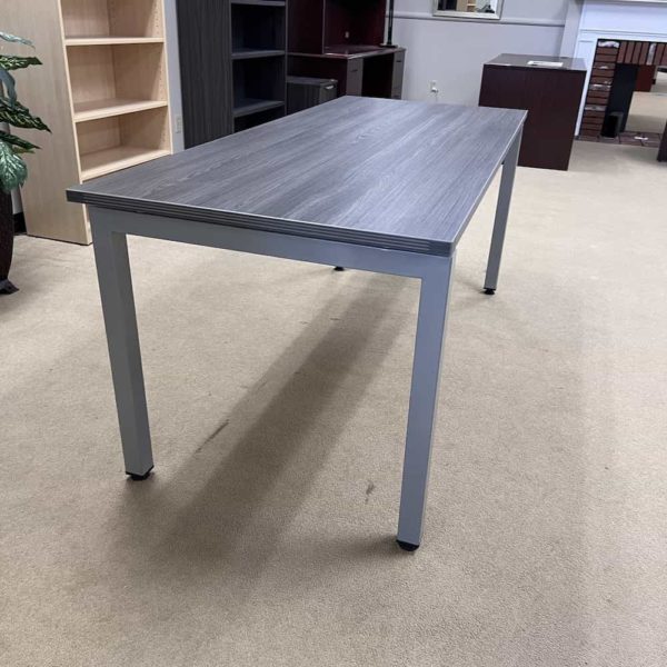 variant desk, grey, metal legs