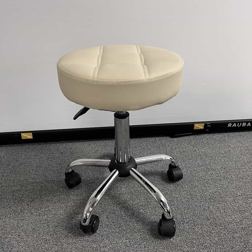 cream white seat, silver and black base, stool