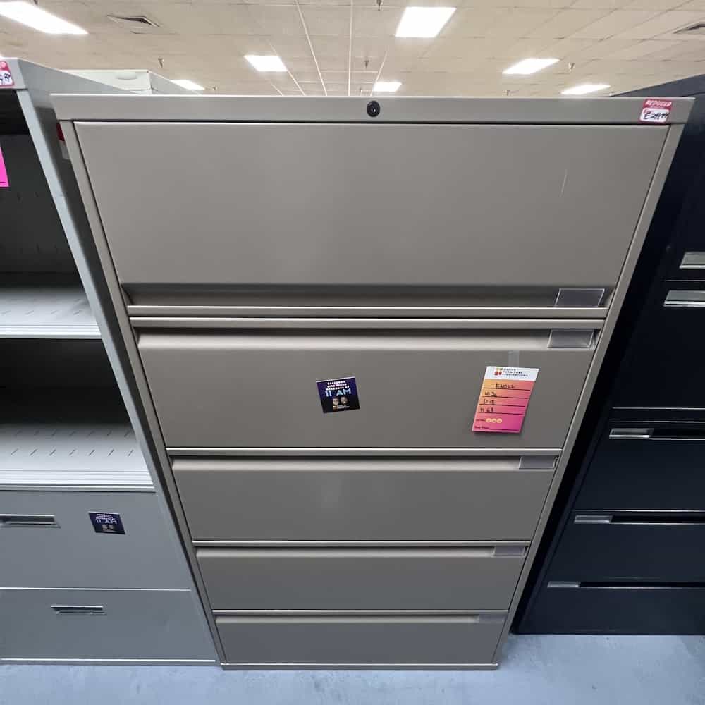 tan metal 5 drawer lateral file