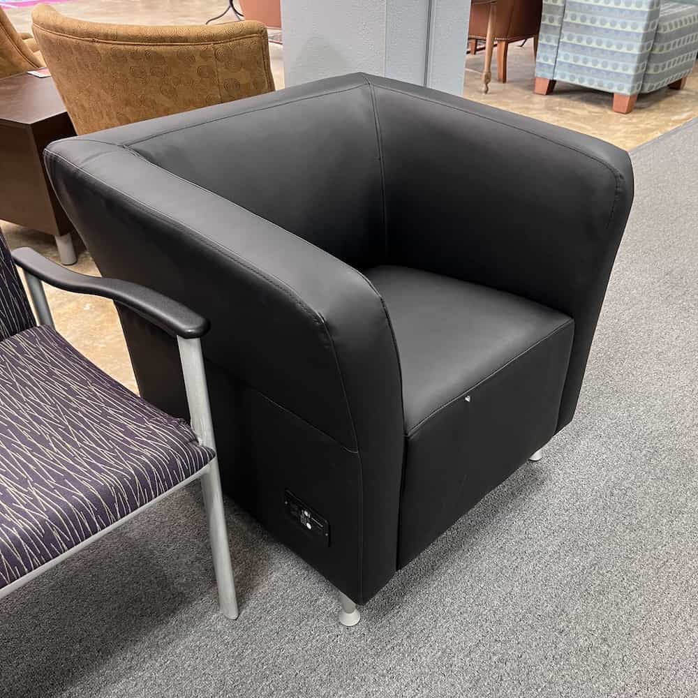 Black Modern Club Chair with Electric and USB Ports
