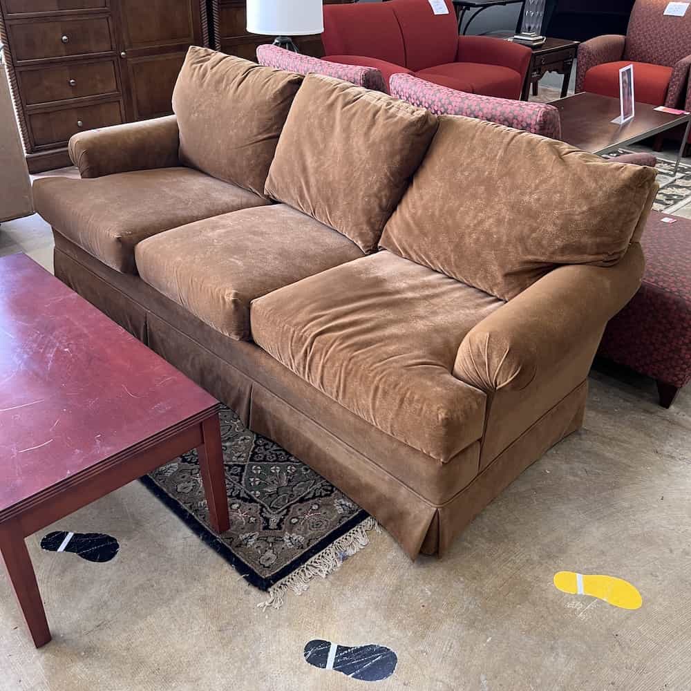 light brown velour couch plush