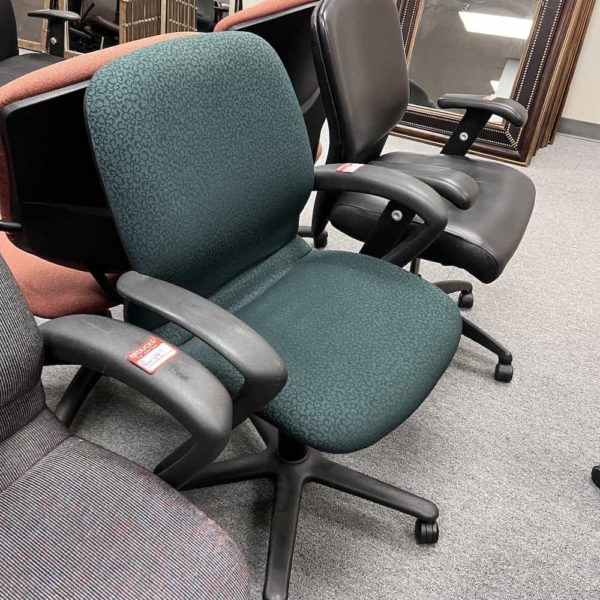 rally steelcase office chair with fixed arms green upholstery