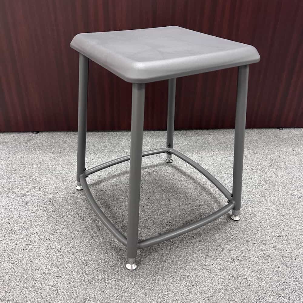 varidesk stand 2 learn stool new model grey plastic top with grey metal base height adjustable