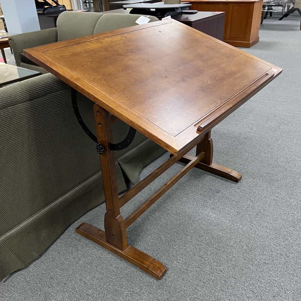 42" Walnut Adjustable Tilt Drawing and Drafting Table