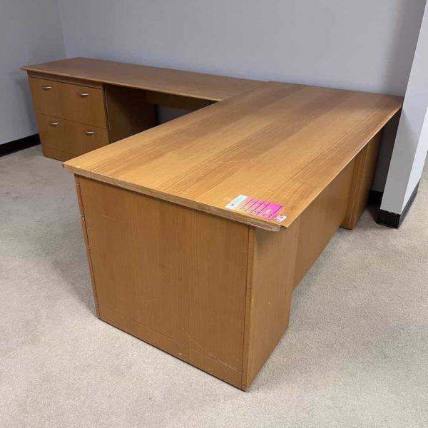 72" Honey L-Desk with 2 Drawer Lateral - Left Return - Image 2