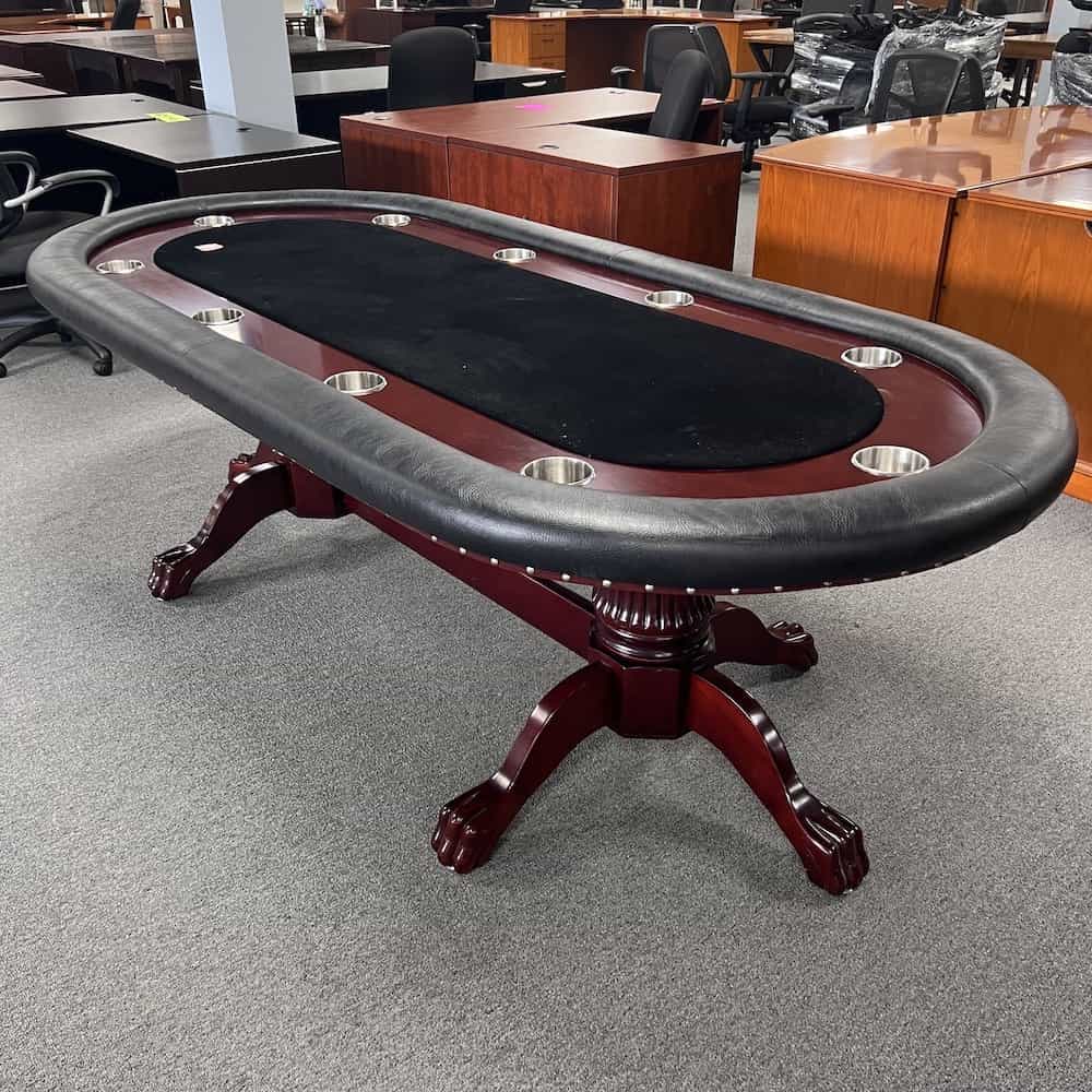 8 Ft BBO Black and Cherry Racetrack Poker Table