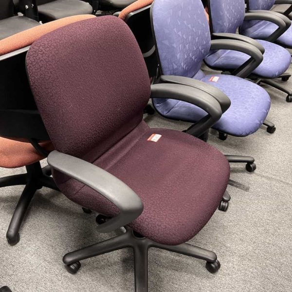 rally steelcase office chair with fixed arms burgundy upholstery