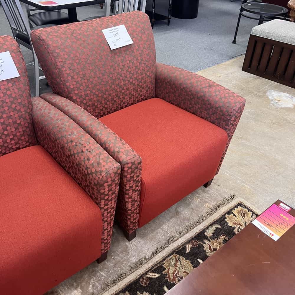 Ideon Brick Red and Bronze Circles Modern Arm Chair