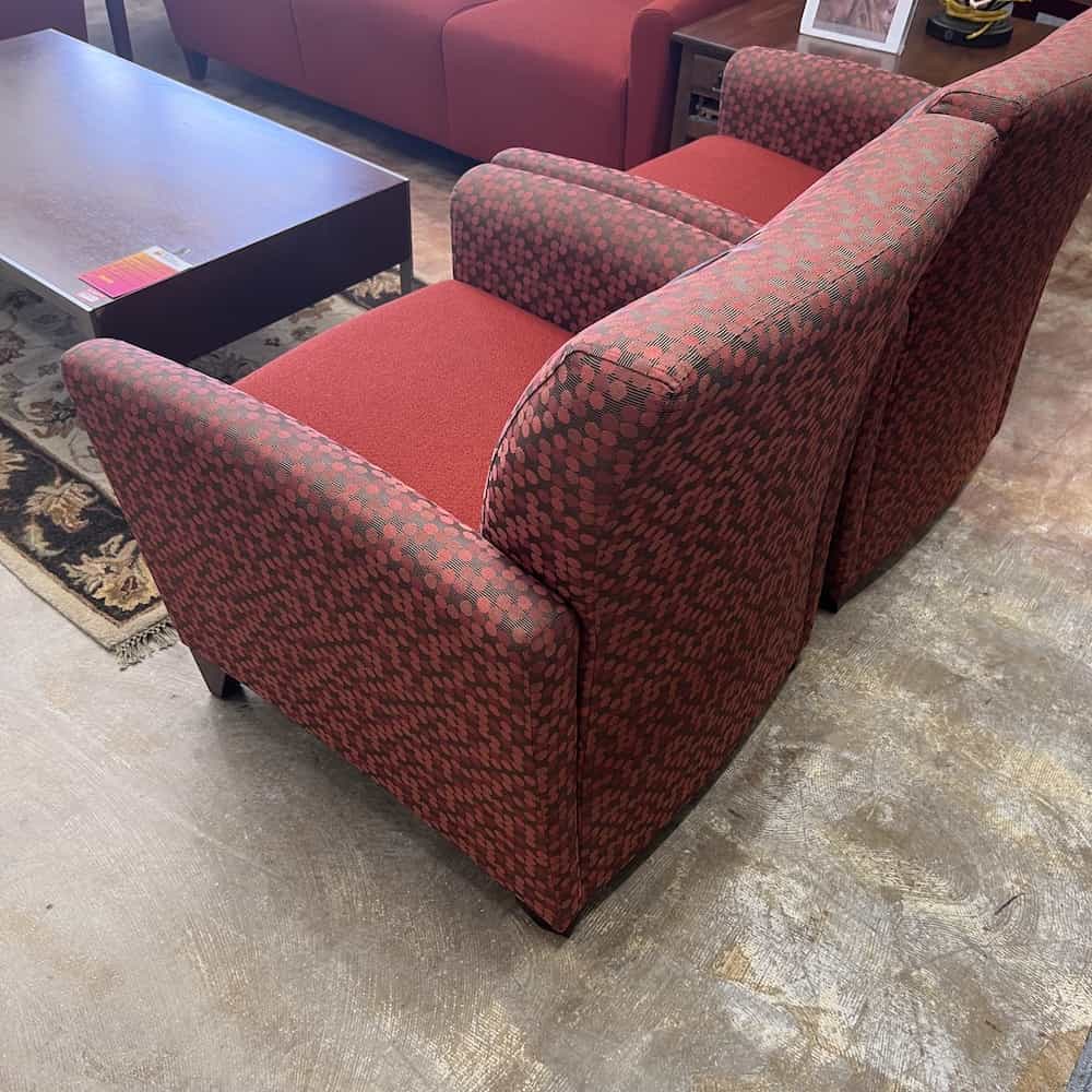 Ideon Brick Red and Bronze Circles Modern Arm Chair - Image 2