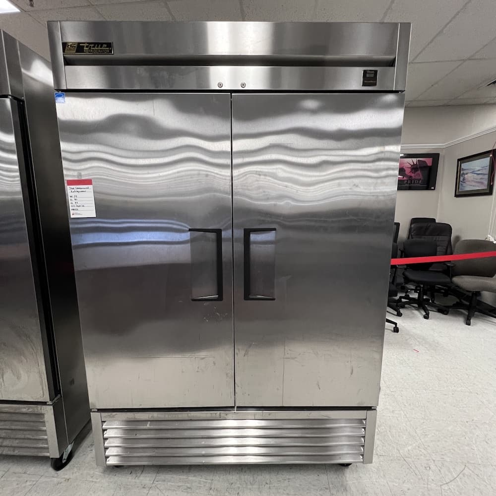 true refrigerator silver stainless steel double door T-54 wide commercial appliances, used furniture, restaurant