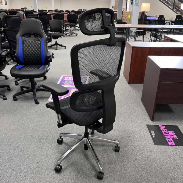 black mesh seat and back chair with headrest