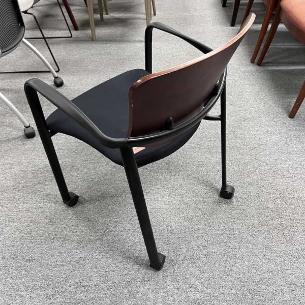 mahogany and black Rolling Guest Chair, back
