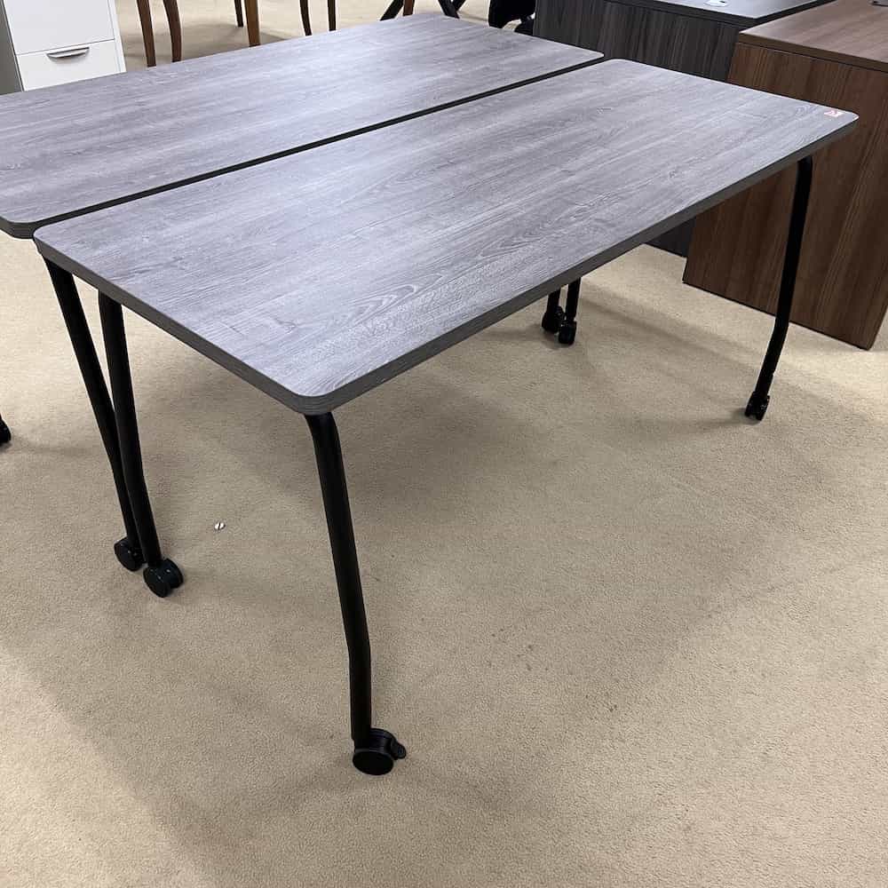 modern grey and black training table with wheels