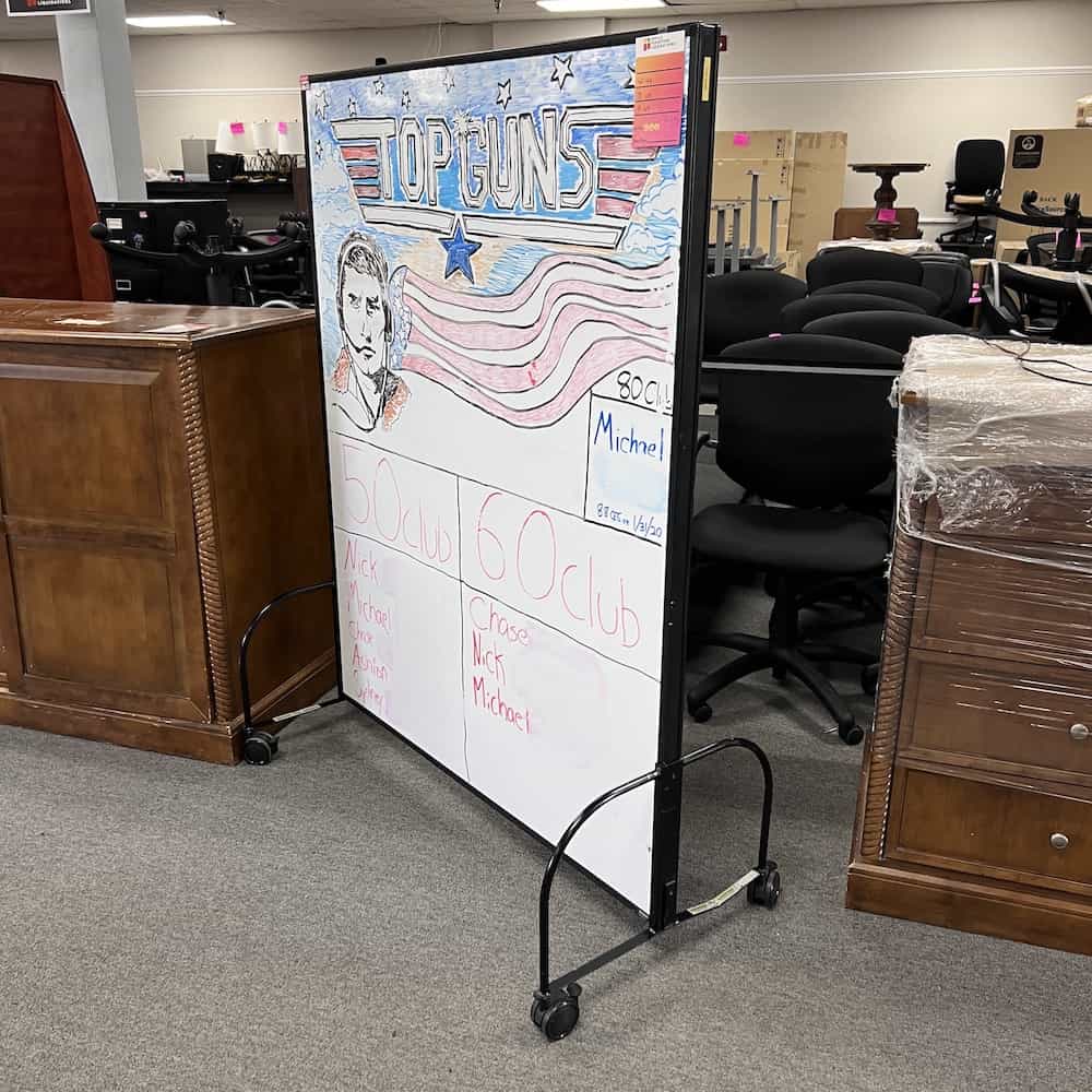 White and Black Double Sided Rolling Dry Erase Board