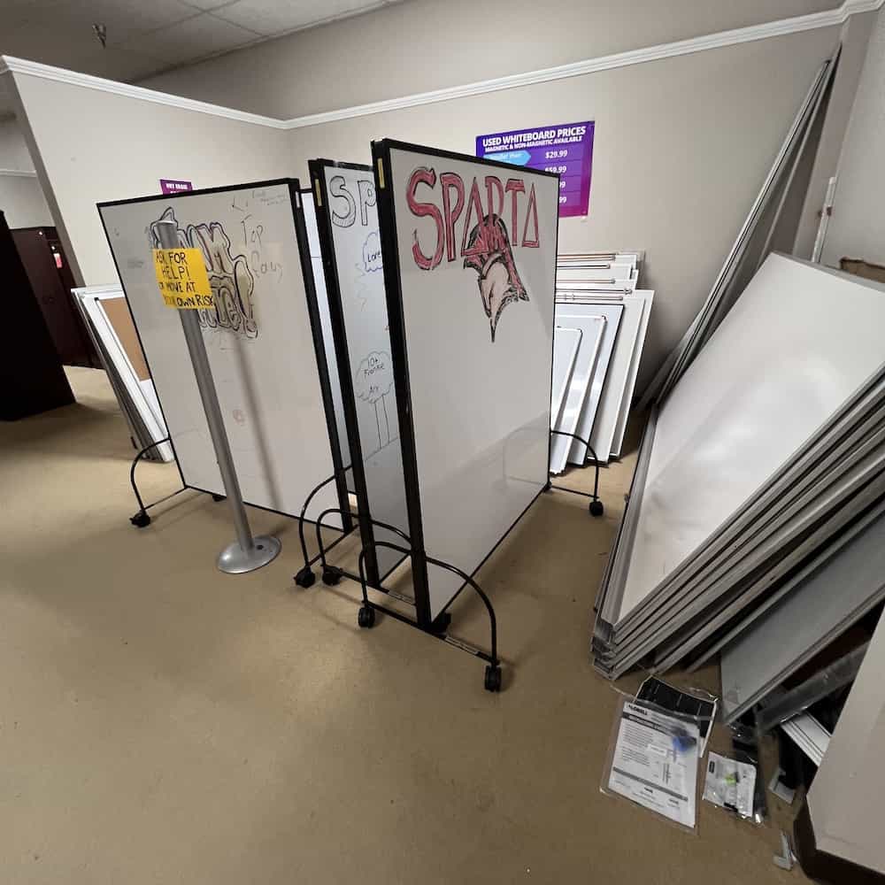 White and Black Double Sided Rolling Dry Erase Board, in quantity