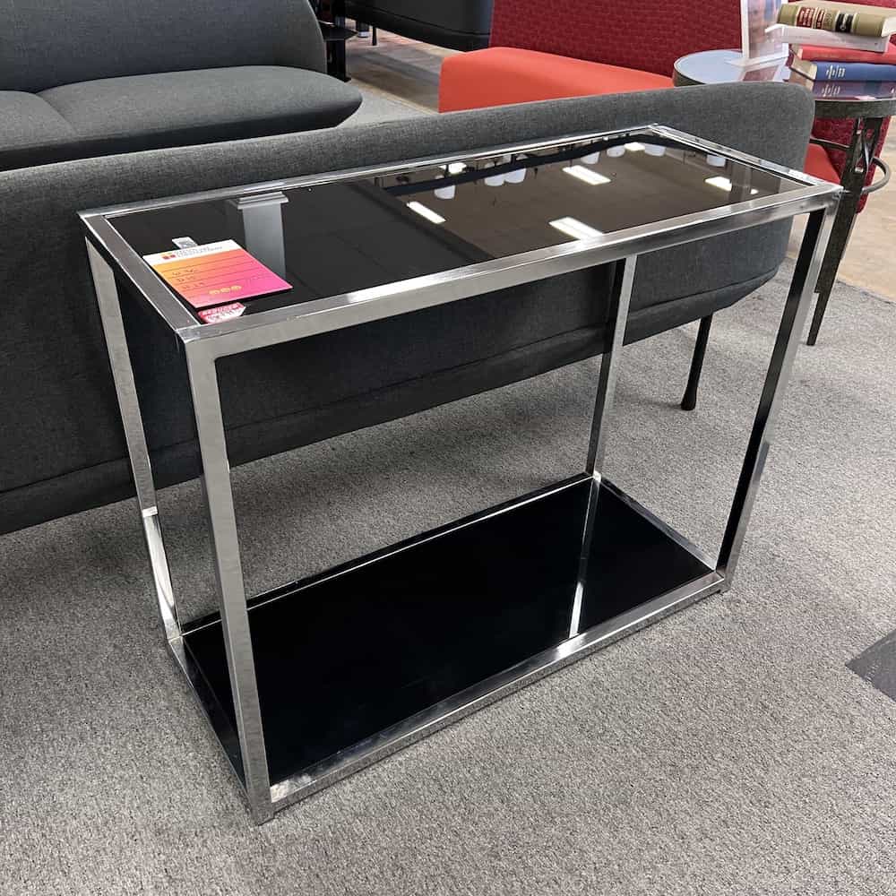 Black and Chrome Modern Console Couch and Hallway Table