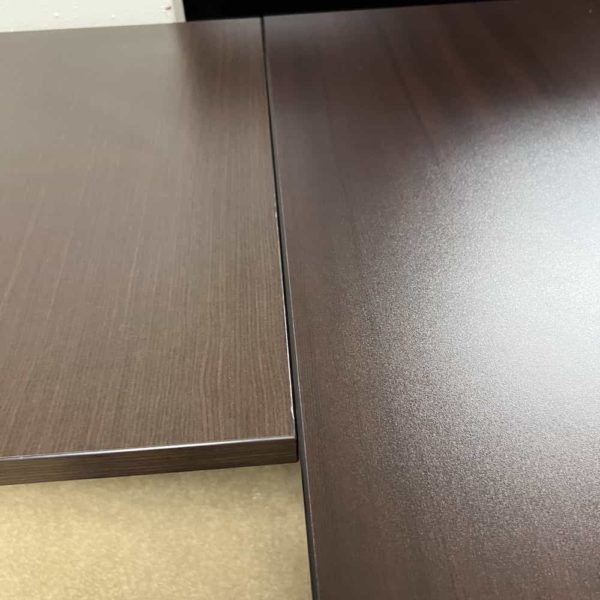 66" Espresso Modern L-Desk with One Pedestal - Left Return (Slightly Irregular) - Image 2