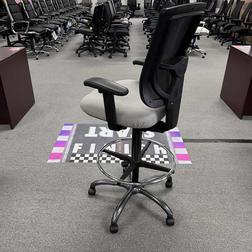 Grey and Black Mesh Back Office Stool - Image 2