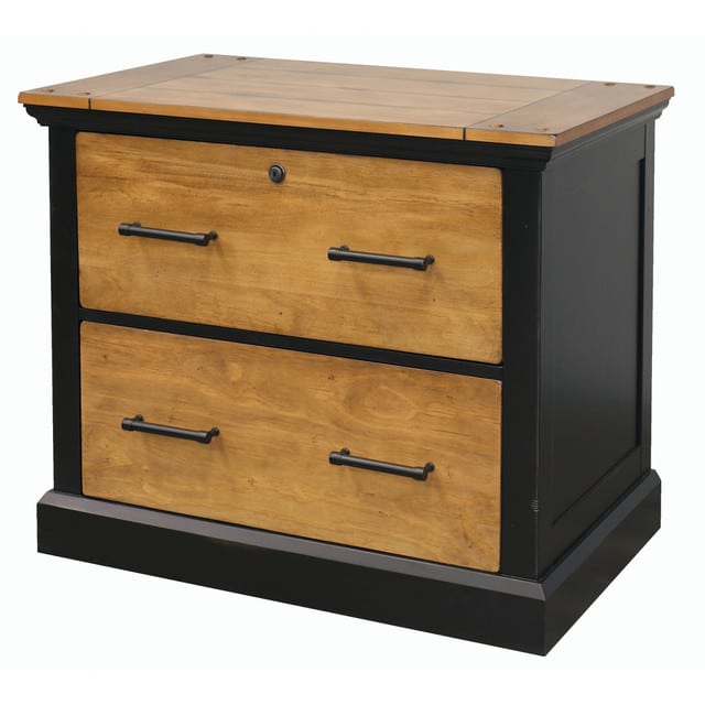 executive 2 drawer lateral honey and black