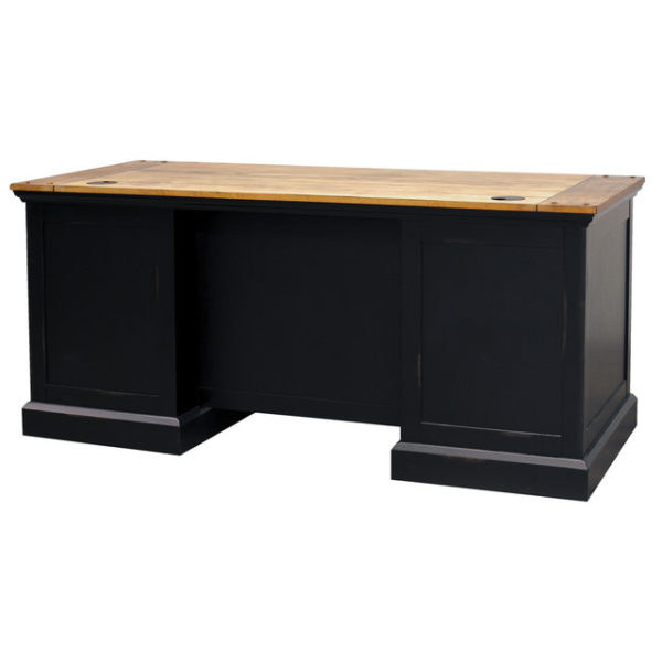 Executive Desk with honey and ebony black, back view