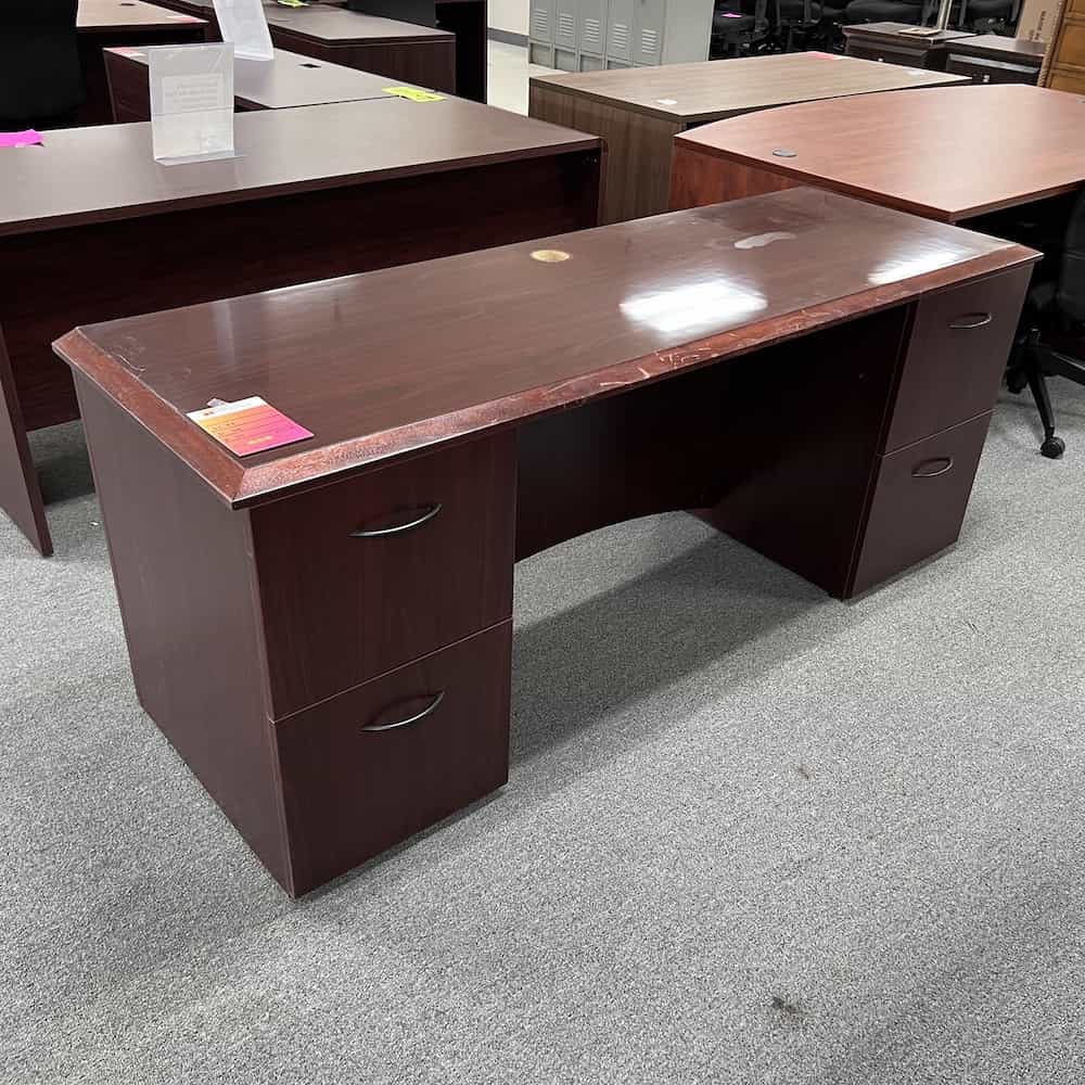 Transitional Credenza Desk, mahogany