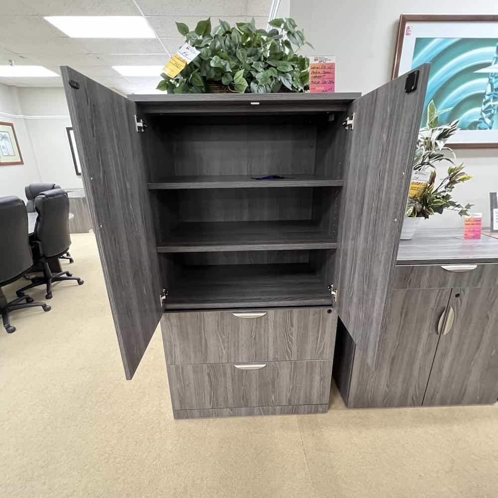 new coastal grey storage cabinet with 2 drawer lateral and silver handles