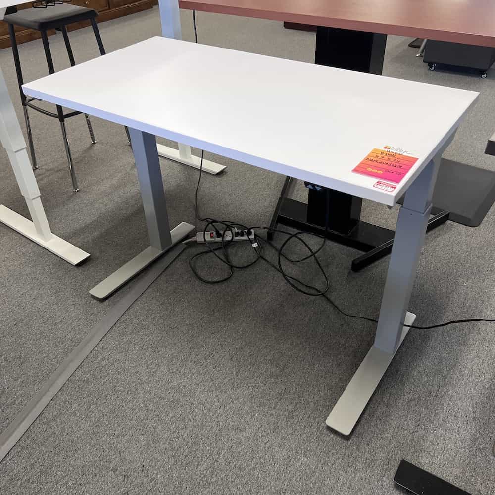 knoll white, small height adjustable desk