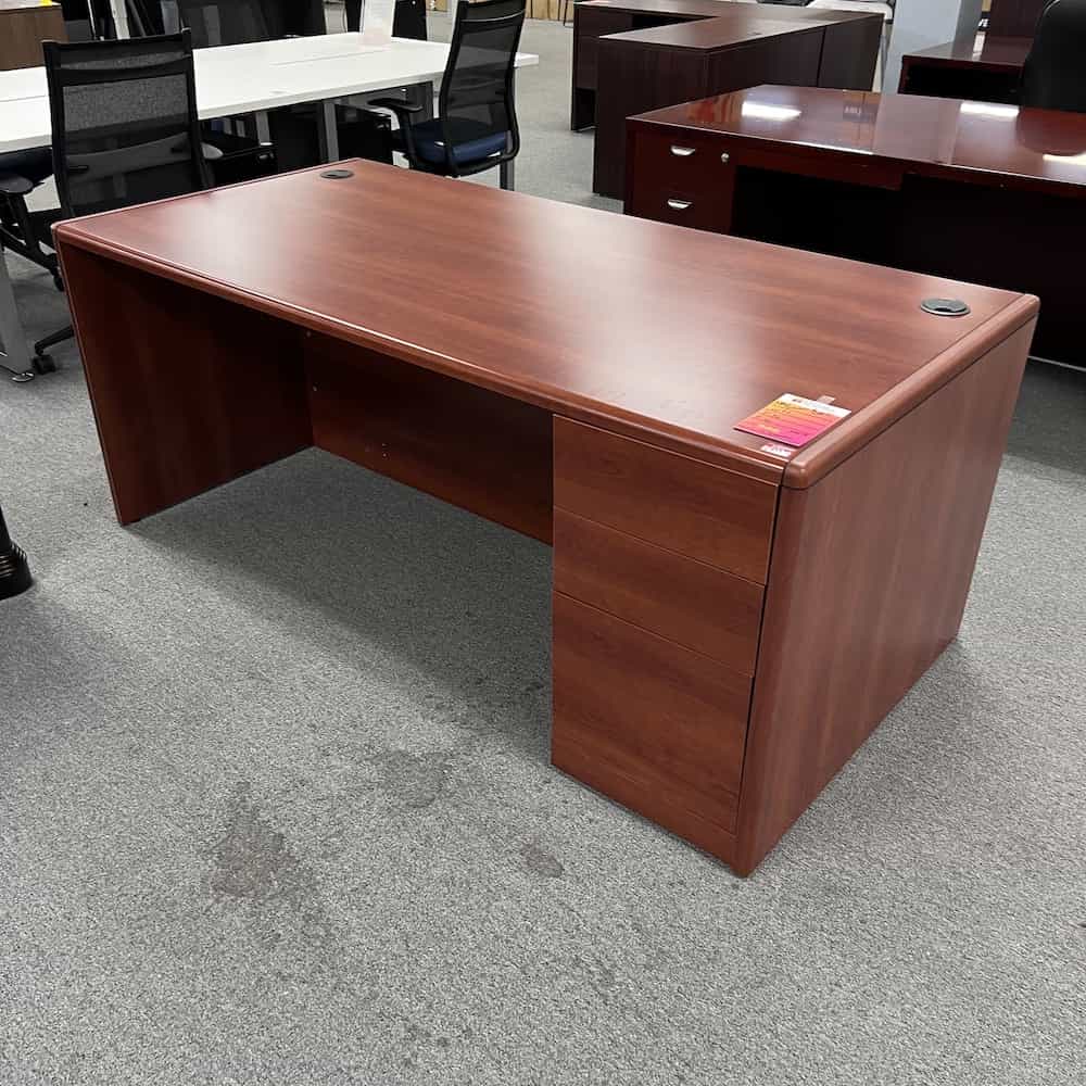 cherry laminate with drawers on the right, rounded
