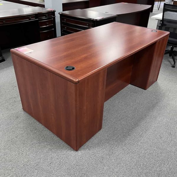 cherry laminate with drawers on the right, rounded, back