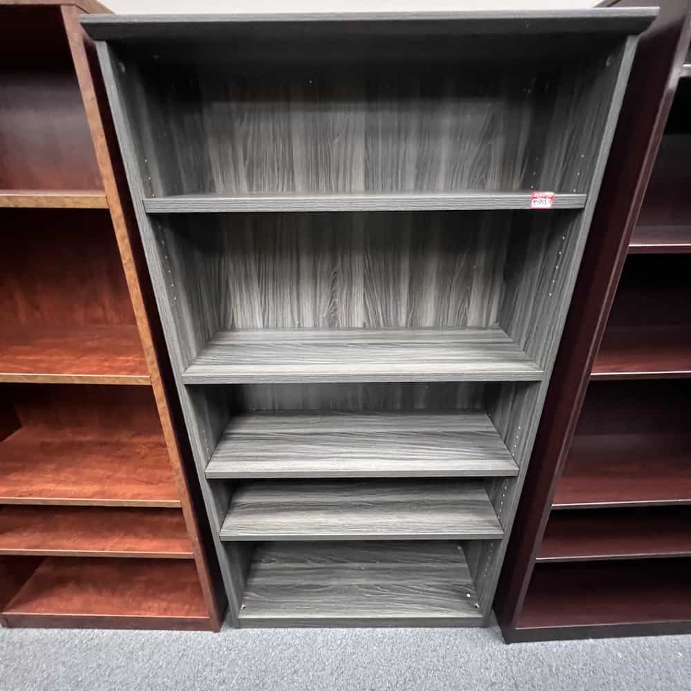 grey laminate bookcase, 68" tall