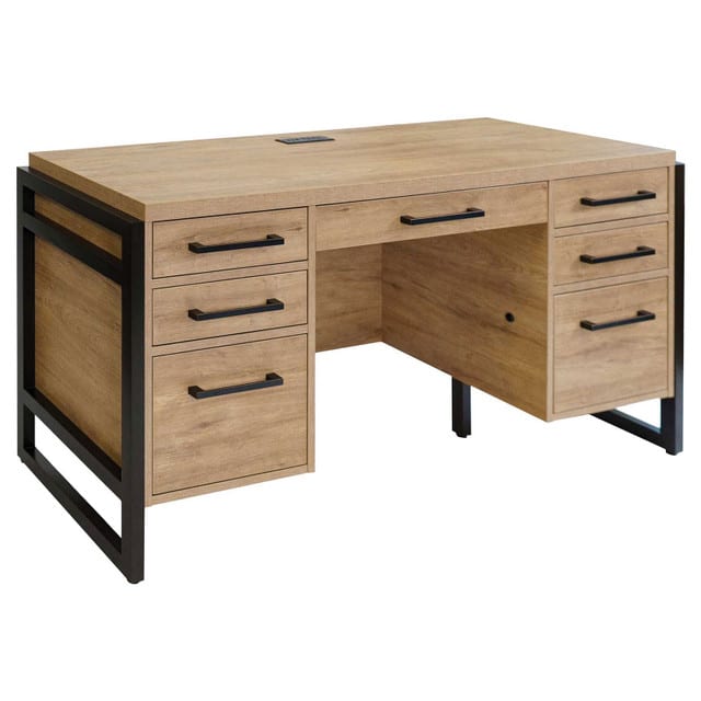 natural wood look laminate executive credenza desk