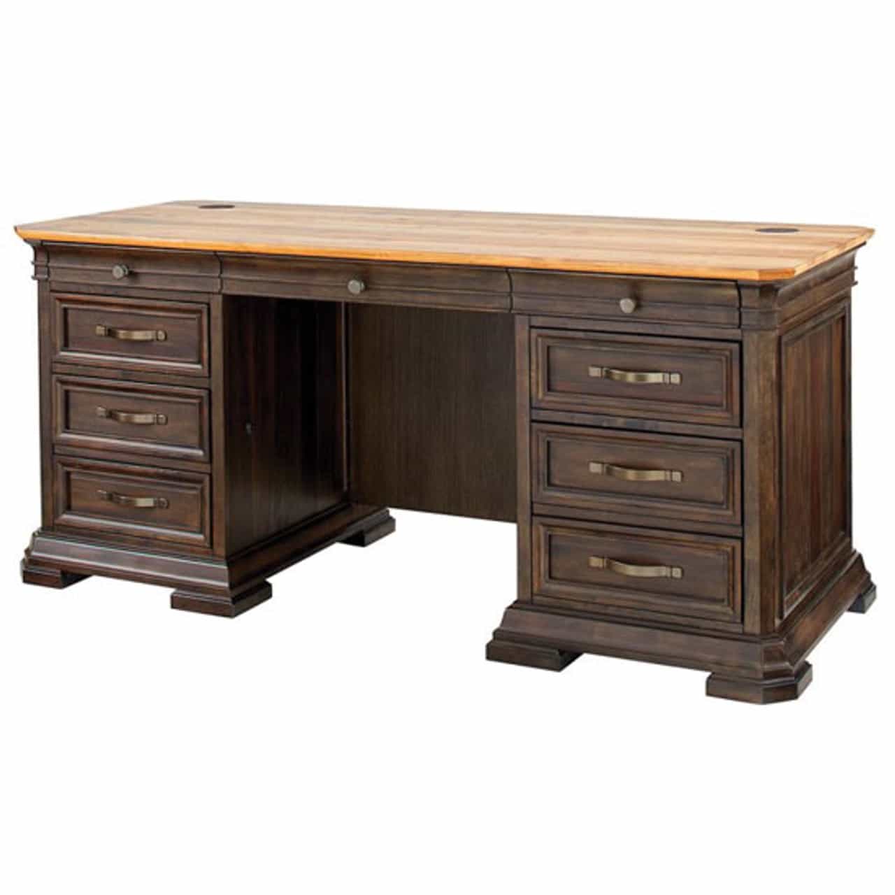 westwood collection double pedestal, brown base, maple top