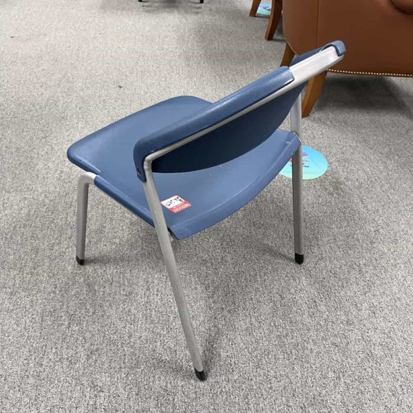 blue stacking chair, back