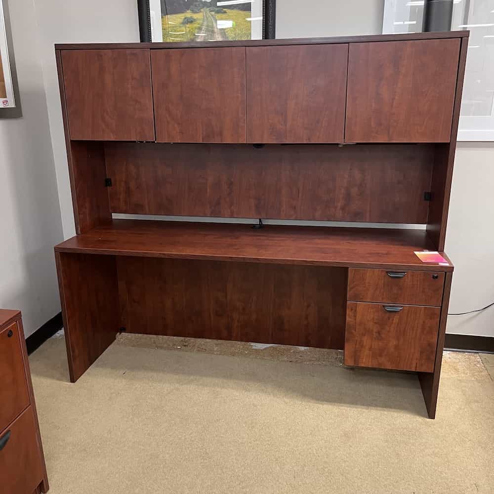 cherry credenza with hanging file and hutch