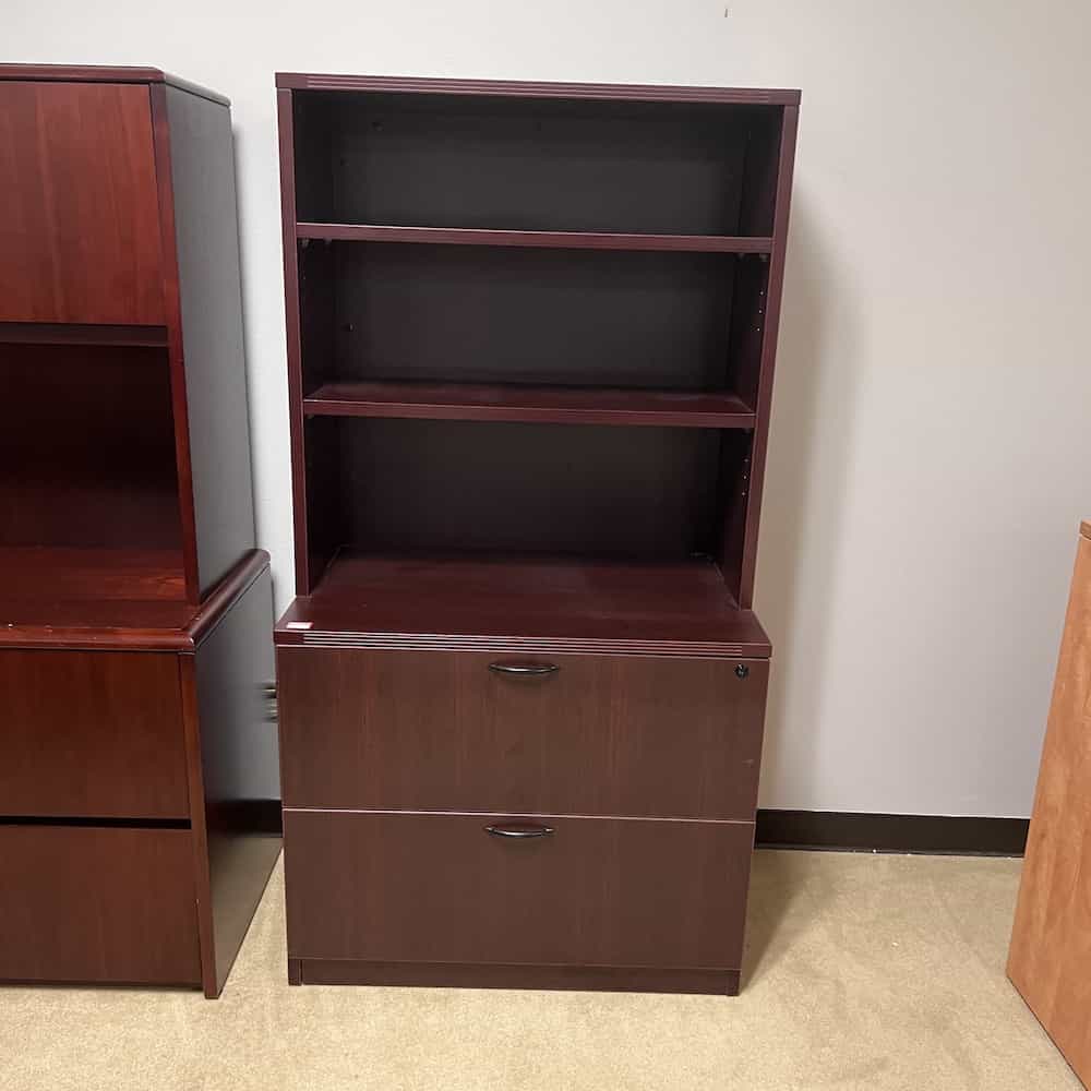 mahogany 2 drawer lateral with hutch