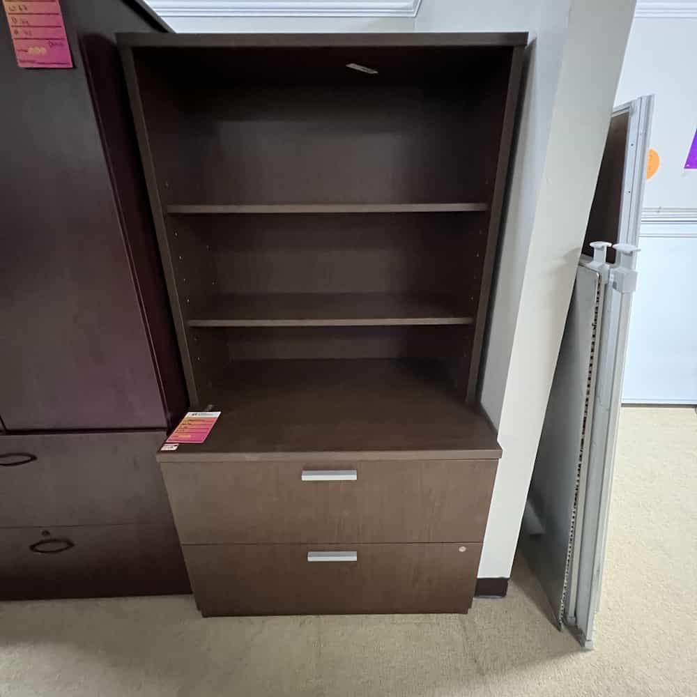 espresso 2 drawer lateral with bookcase hutch