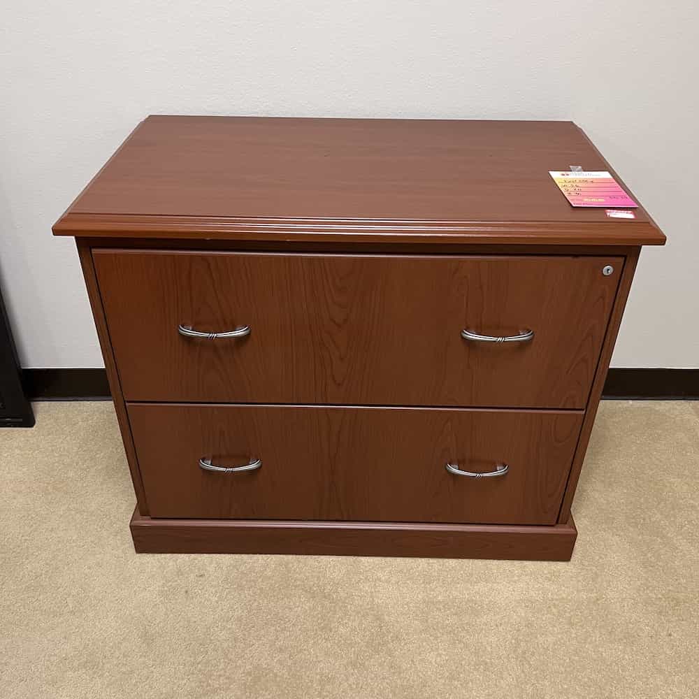 Traditional 2 Drawer Lateral File, cherry with silver pulls