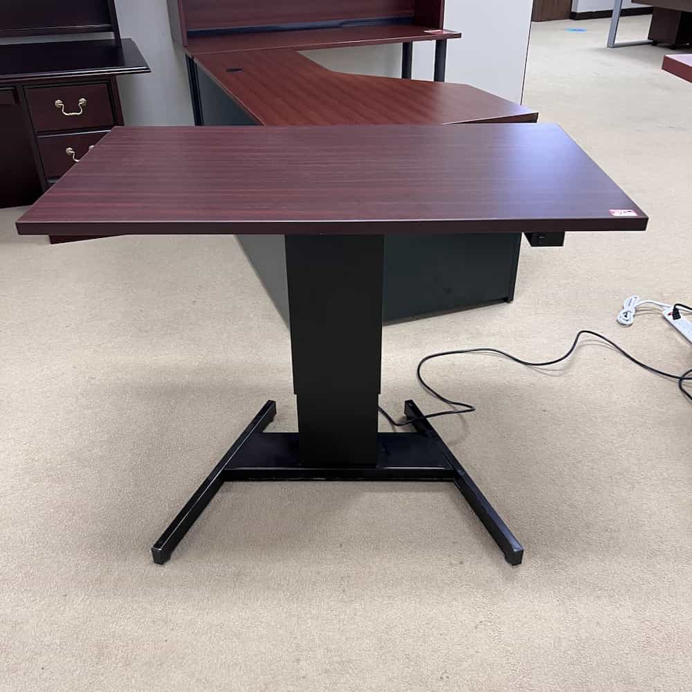 mahogany and black mayline height adjustable desk 48
