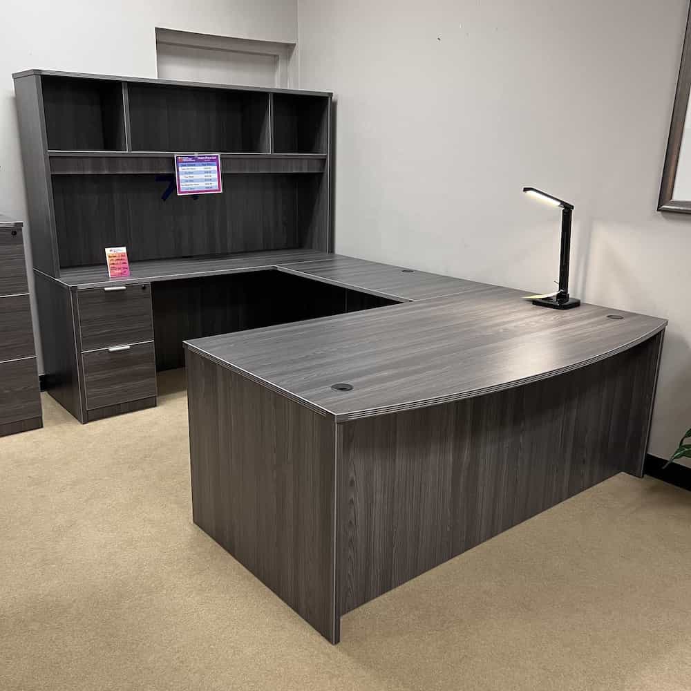 Bow Front U-Desk and 2 Pedestal Files