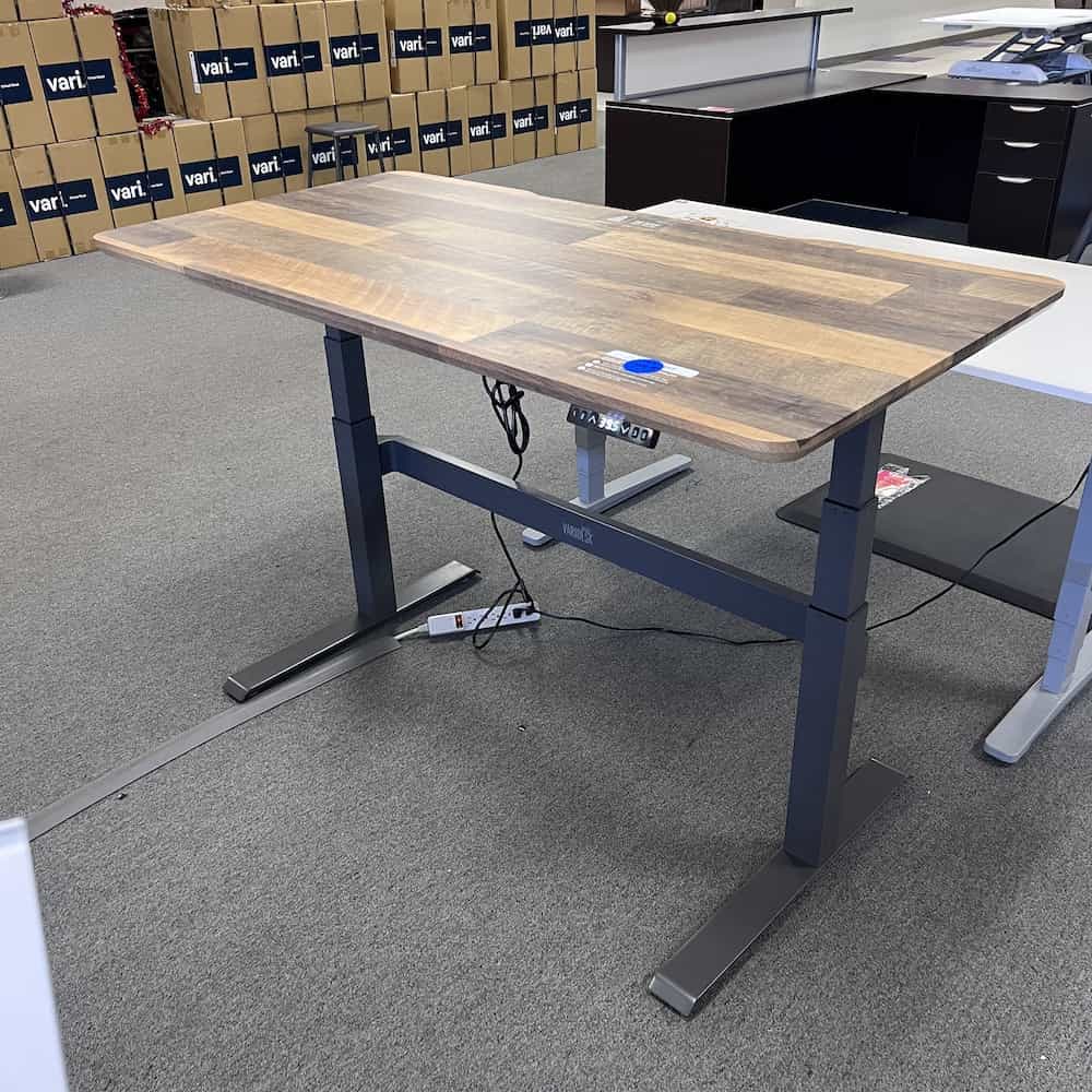 Vari Table 60W Computer Desk, Butcher Block/Slate