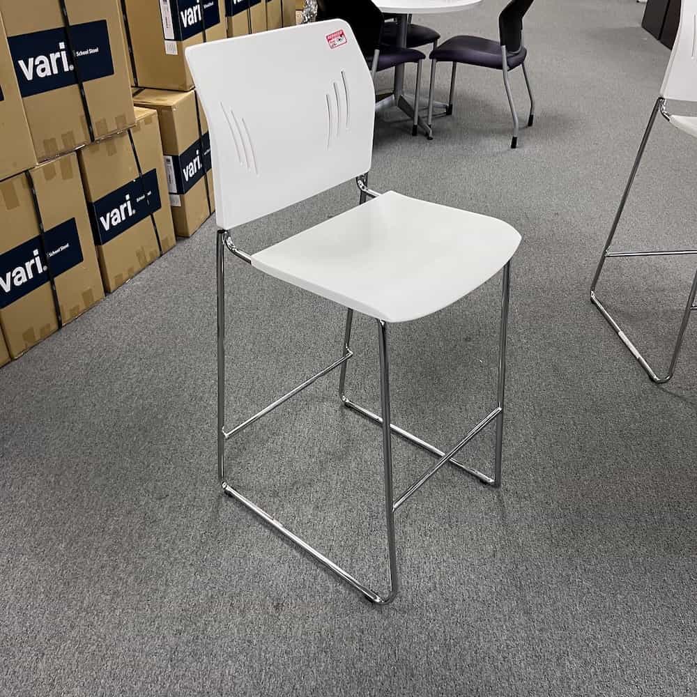 white bar height plastic seat stool