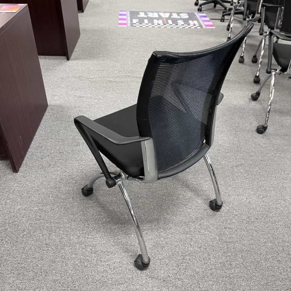 black conference chair, flip seat, nesting