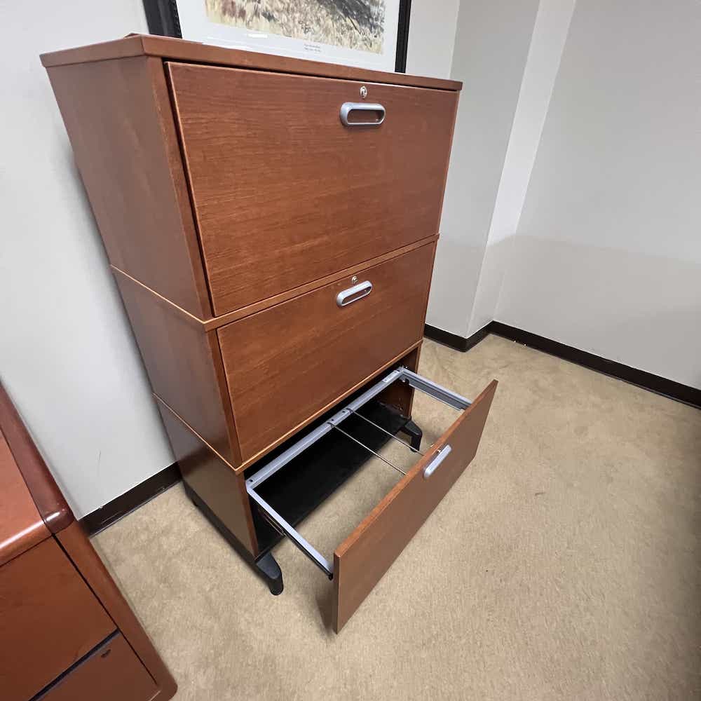 cherry 3 drawer file cabinet