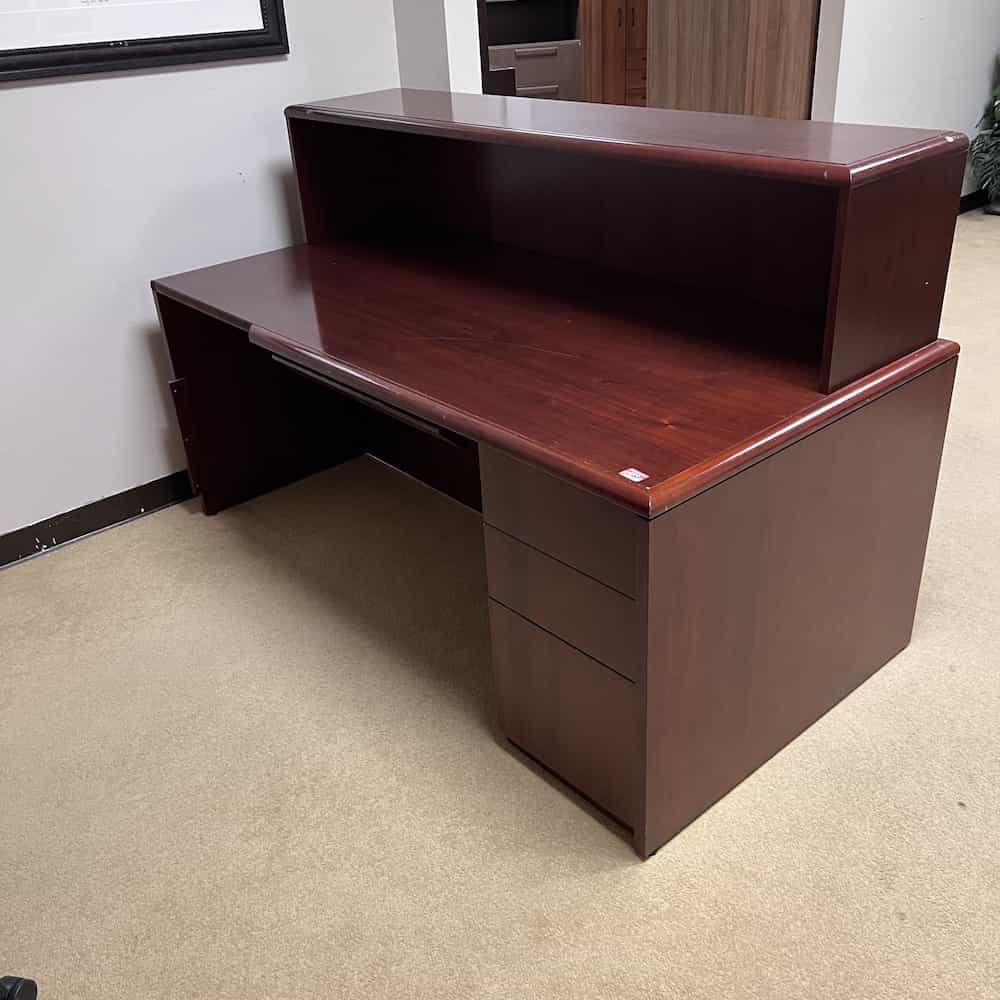 mahogany veneer Reception Desk with Single Pedestal