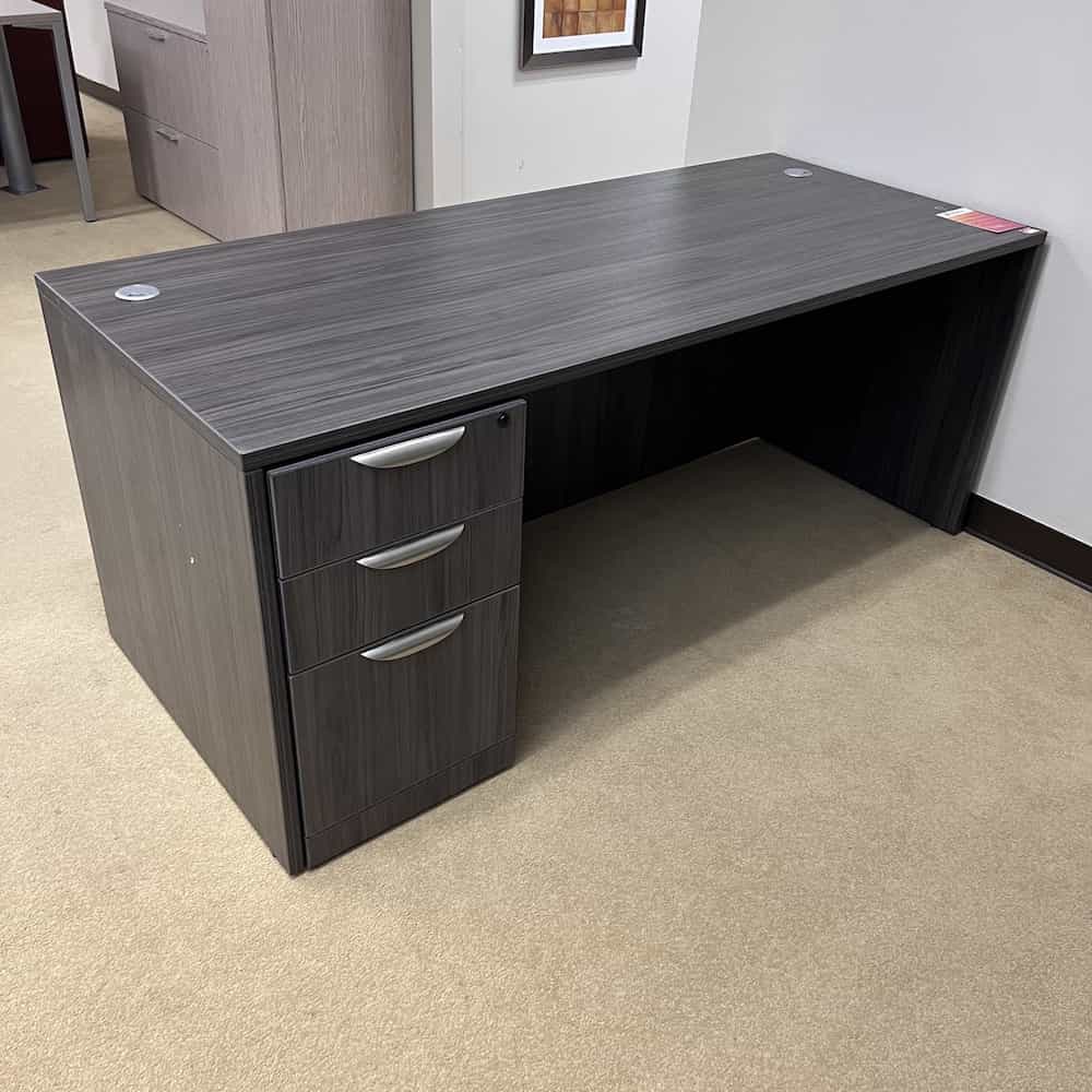 coastal grey desk with one pedestal box box file on the left side