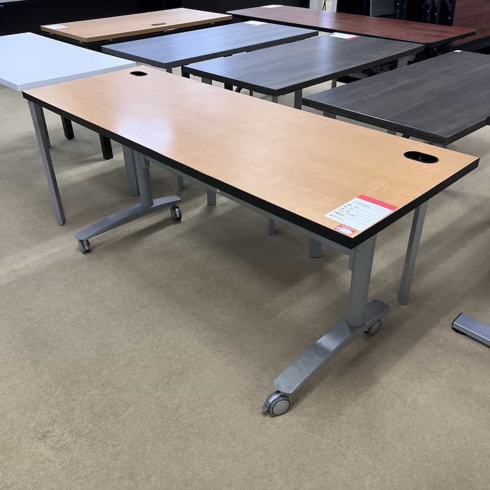 maple training table rolling flipping nesting, silver legs
