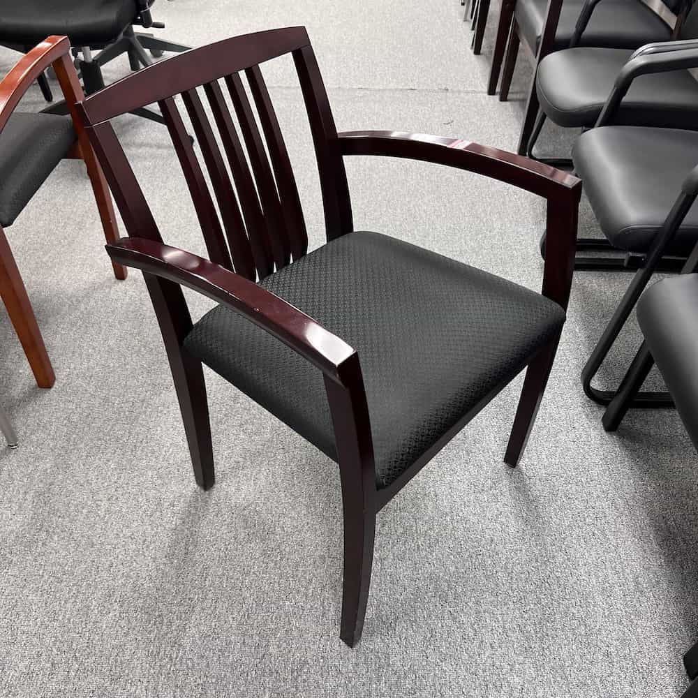 mahogany and black guest chair