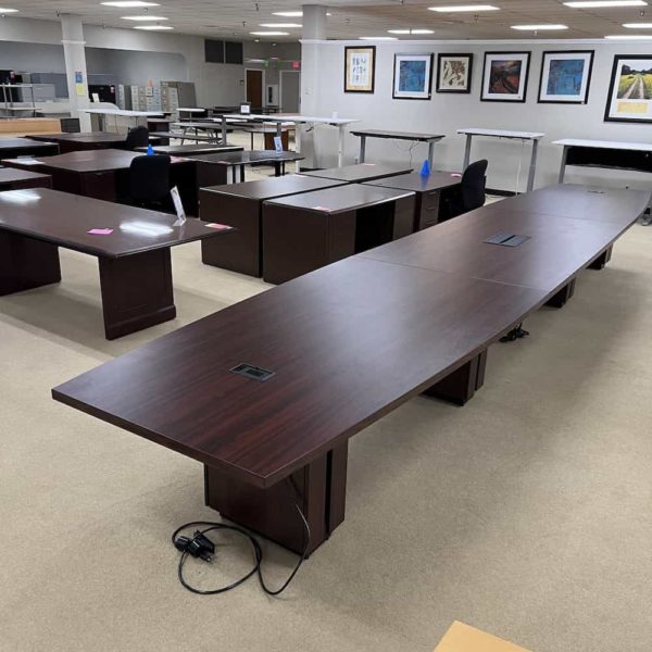 large 22 ft conference table mahogany boat