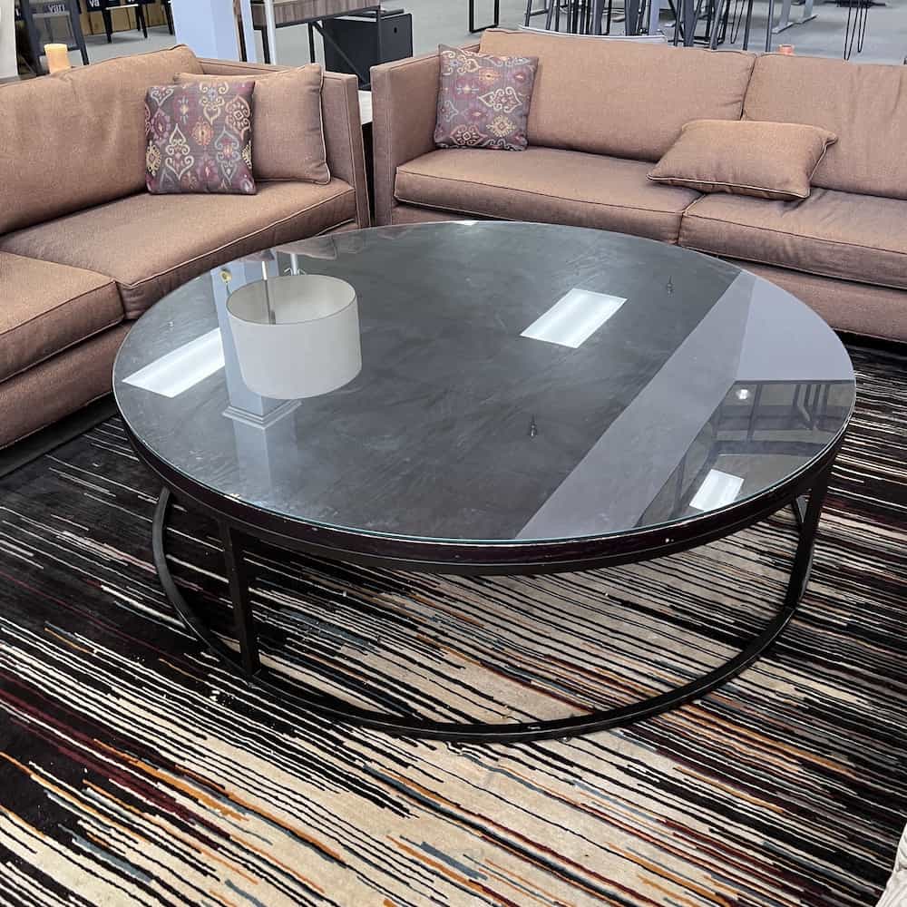 Contemporary Glass Top Coffee Table, round glass coffee table, extra large