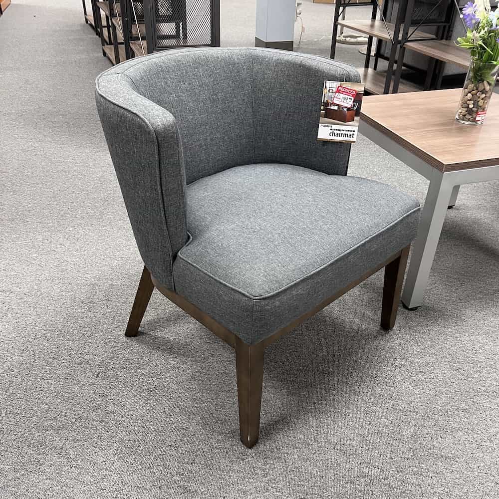 grey heather arm chair with walnut base